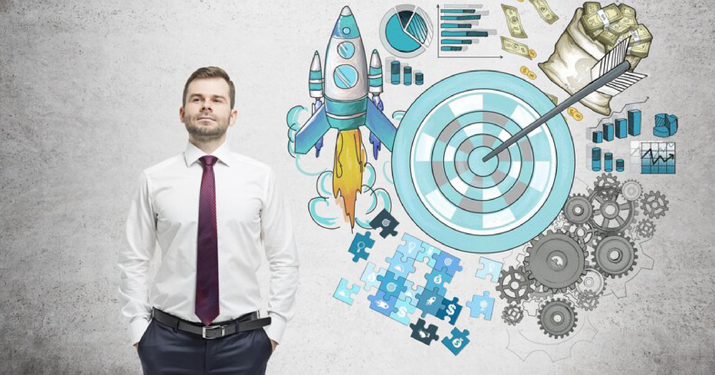 person standing with a chart in the background 